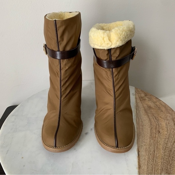 Vintage boot GOLO brand high heel boots, Nylon Tan Size 7 Vibram Sole Waterproof - Picture 6 of 15